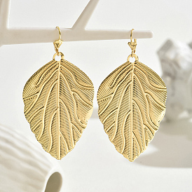 Iron Textured Leaf Vintage Chic Ladies Fashion Vacation Party Hoop Earrings