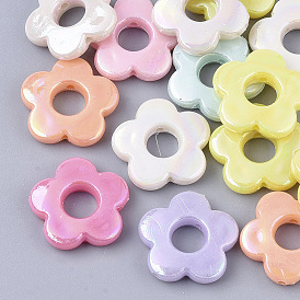Opaque Acrylic Bead Frames, AB Color Plated, Flower