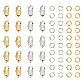 20 шт. 2 стиль 304 застежки-лобстеры из нержавеющей стали, с 40 открытыми соединительными кольцами