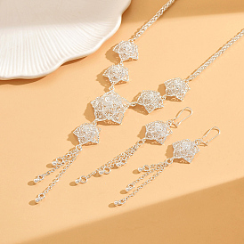 Комплекты из серег и ожерелий с полыми цветами и кисточками из ближневосточного сплава для женщин