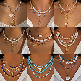 Многослойные ожерелья из богемского сплава и искусственного жемчуга для женщин, белые