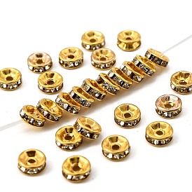 Iron Rhinestone Spacer Beads, for Jewelry Craft Making Findings, Grade B, Rondelle, Straight Edge, Clear