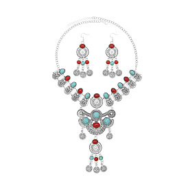 Комплекты из ретро-монет с подвесками и серьгами из искусственной бирюзы, сплав ювелирных изделий