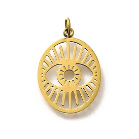 304 подвески из нержавеющей стали, с целью перехода в кольце, овал с очарованием глаз, лазерная резка, ионное покрытие (ip)