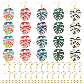 Набор для изготовления сережек в форме листьев своими руками, в том числе подвески из эмалевого сплава с гальванопокрытием, железные крючки для серег и прыжковые кольца