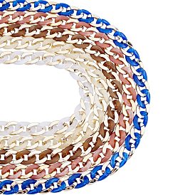 Gorgecraft Handmade CCB Plastic Curb Chain, with Acrylic Linking Rings, Imitation Gemstone, for Handbag Chain Making, Golden