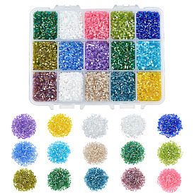 Nbeads 300g 15 Colors 11/0 Two Cut Glass Seed Beads, Hexagon, Mixed Style