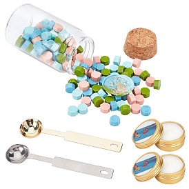 CRASPIRE DIY Wax Seal Stamp Kits, Including Sealing Wax Particles, Paraffin Candles and Iron Spoon