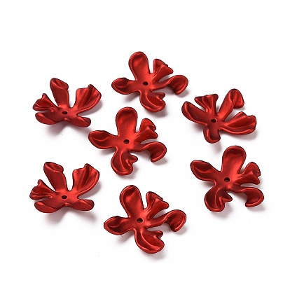Rubberized Style Acrylic Bead Caps, Frosted, 5-Petal Flower