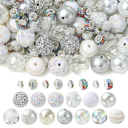 DIY Jewelry Making Kits, including 50Pcs Acrylic & Resin & Plastic Beads, 50Pcs Polymer Clay Rhinestone Beads, 50Pcs Brass Rhinestone Spacer Beads