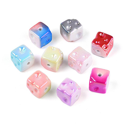 Непрозрачные акриловые бусины с УФ-покрытием, радужный, сыр