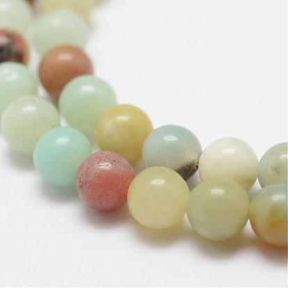 Natural Flower Amazonite Beads Strands, Round