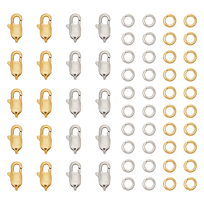 20 шт. 2 стиль 304 застежки-лобстеры из нержавеющей стали, с 40 открытыми соединительными кольцами