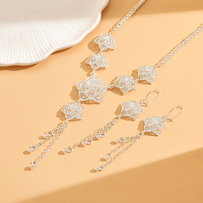 Комплекты из серег и ожерелий с полыми цветами и кисточками из ближневосточного сплава для женщин