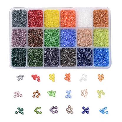 FGB 48000PCS 18 Colors 12/0 Grade A Round Glass Seed Beads, Transparent Colours Lustered