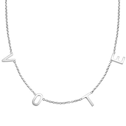Stainless Steel Pendant Necklaces, with Cable Chains and Lobster Claw Clasps, Word VOTE