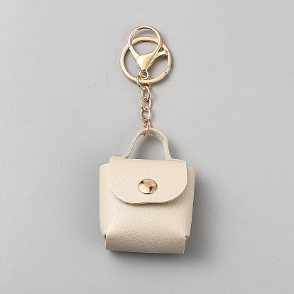 Mini Square Imitation Leather Wallet Pendant Keychains, with Zinc Alloy Findings, for Car Key Bag Accessories
