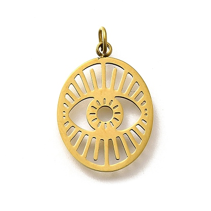 304 подвески из нержавеющей стали, с целью перехода в кольце, овал с очарованием глаз, лазерная резка, ионное покрытие (ip)