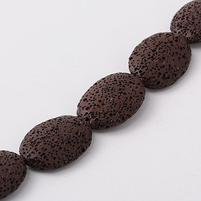Dyed Oval Synthetic Lava Rock Beads Strands, 26~27x20~21x8mm, Hole: 1mm, about 15pcs/strand, 15.3 inch