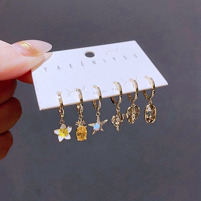 Luxury Fashion Earrings Set - Exquisite Egg Flower Pineapple Turtle Leaf Ear Clips and Pendants.