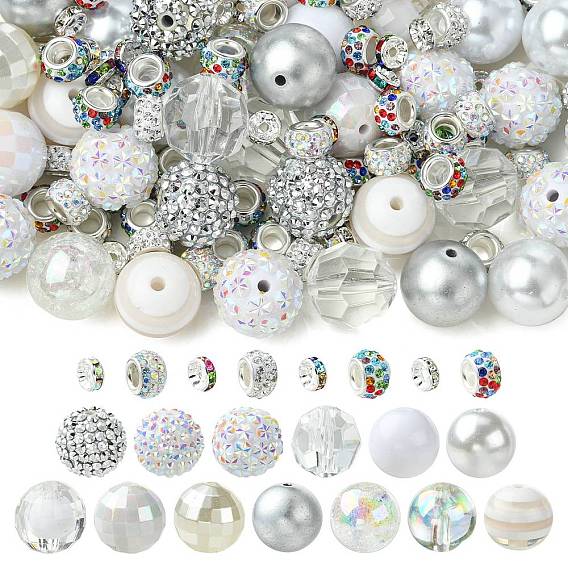 Diy jewelry making kits, Incluye 50piezas de cuentas acrílicas, de resina y de plástico, 50Cuentas de diamantes de imitación de arcilla polimérica, 50 piezas de cuentas espaciadoras de diamantes de imitación de latón