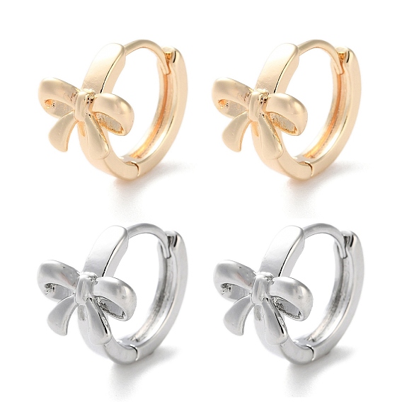 Латунные серьги-кольца с бантом