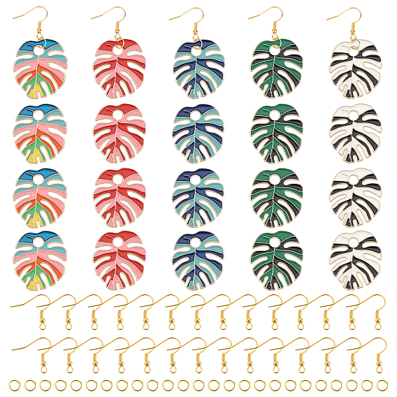 Набор для изготовления сережек в форме листьев своими руками, в том числе подвески из эмалевого сплава с гальванопокрытием, железные крючки для серег и прыжковые кольца