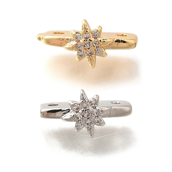 Латунные микропаве прозрачные кубические циркониевые распорки, без кадмия, без никеля и без свинца, звезда, 3-луночное