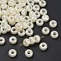 Abs пластмасса имитация жемчуг rondelle большая дыра европейские бисер, 12x7 мм, Отверстие : 5 мм , около 980 шт / 500 г