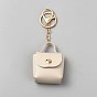 Mini Square Imitation Leather Wallet Pendant Keychains, with Zinc Alloy Findings, for Car Key Bag Accessories