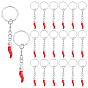 20Pcs Alloy Enamel Keychain, with Iron Rings, Hot Pepper