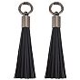 2 Pièces de décorations pendentifs à pompon en imitation cuir, avec fermoirs à ressort en alliage, gris anthracite