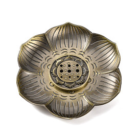 Portable Incense Burner Set, 9 Holes Lotus Shape Alloy Incense Holder, Home Office Teahouse Zen Buddhist Supplies