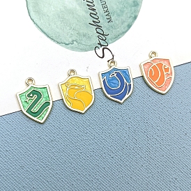 Alloy Enamel Pendants, Golden, Shield Charm