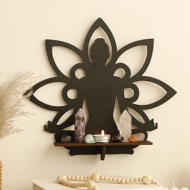 Wooden Flower-shaped Buddha Statue Storage Racks, Home Wall Hanging Decoration.