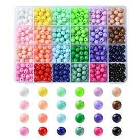 24Colors Opaque Acrylic Beads, Round