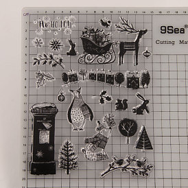 Clear Silicone Stamps, for DIY Scrapbooking, Photo Album Decorative, Cards Making, Stamp Sheets, Reindeer/Stag & Snowflake & Christmas Wreath & Post Box