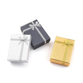 Boîtes de collier en carton, avec bowknot de ruban et une éponge à l'intérieur, rectangle