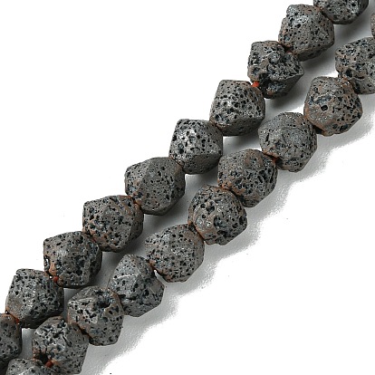 Бусы из натуральной лавы, треугольный вырез, граненые круглые, матовые
