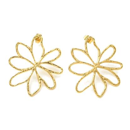 Вакуумное покрытие pvd 304 серьги-гвоздики из нержавеющей стали для женщин, полые цветок