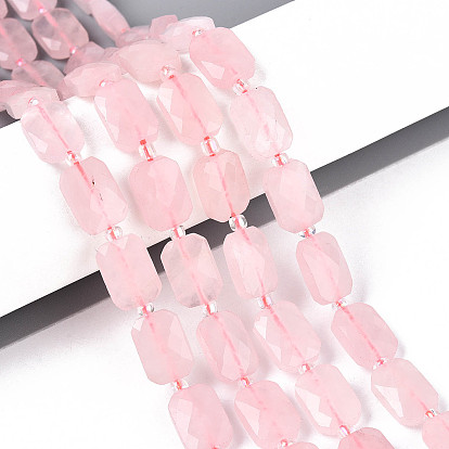 Природного розового кварца нитей бисера, прямоугольные, граненые, с бисером