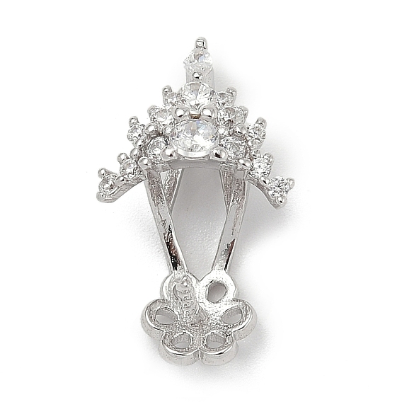 925 подвеска-цветок из стерлингового серебра с прозрачными кубическими цирконами, за половину пробурено бисера, родий, с печатью 925