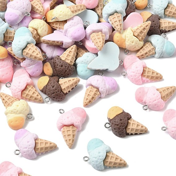 Непрозрачные подвески смолы, мороженое, с железной платиной петлей