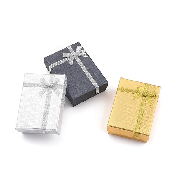 Boîtes de collier en carton, avec bowknot de ruban et une éponge à l'intérieur, rectangle