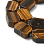Natural Tiger Eye Beads Strands, with Seed Beads, Faceted Rectangle