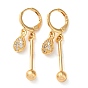Rhinestone Teardrop Leverback Earrings, Brass Bar Drop Earrings for Women