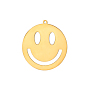 Smiling Face Charms 304 Stainless Steel Pendants, Ion Plating(IP)
