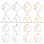 16Pcs 8 Style Alloy Hollow Pendants, Hexagon with Paper Crane