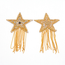 Сверкающее железо со стразами на заплатках, аппликация, с кисточками из железных шариков, аксессуары для костюма, для одежды, пакет, брюки, обуви, чехол для мобильного телефона, звезда