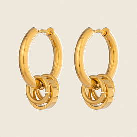 304 Stainless Steel Hoop Dangle Earrings for Women, Circle